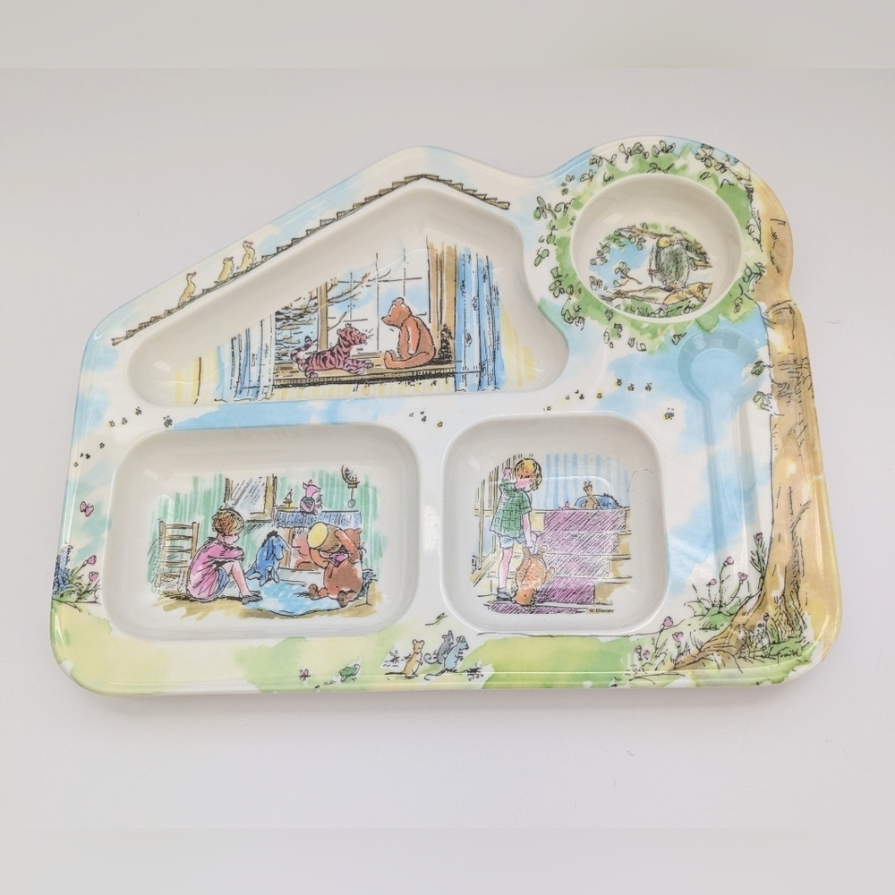 Vintage (1980s) Winnie The Pooh Melamine Divided/4 Compartment Plate